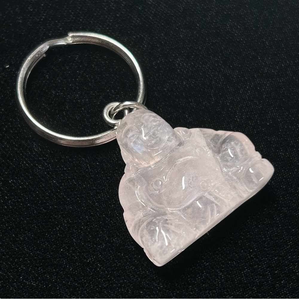 NWOT rosequartz Buddha keychain light pink crystal charm boho vintage y2k whimsy